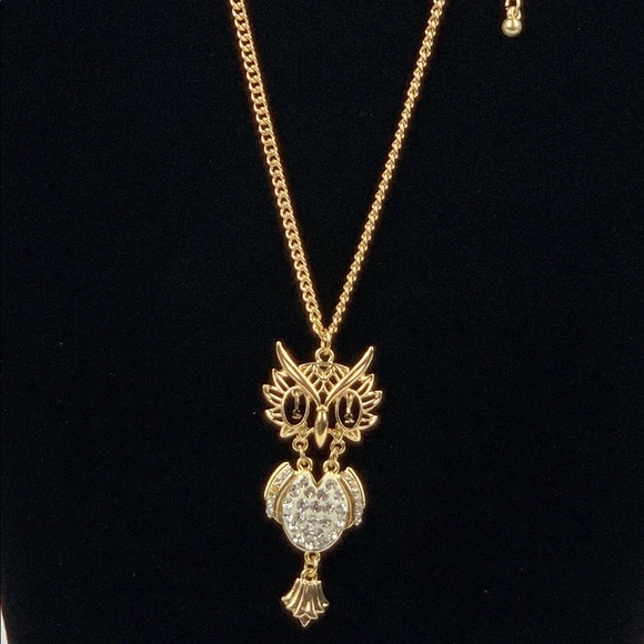 Rhinestone Owl Charm Chain Necklace - Picture 4 of 7